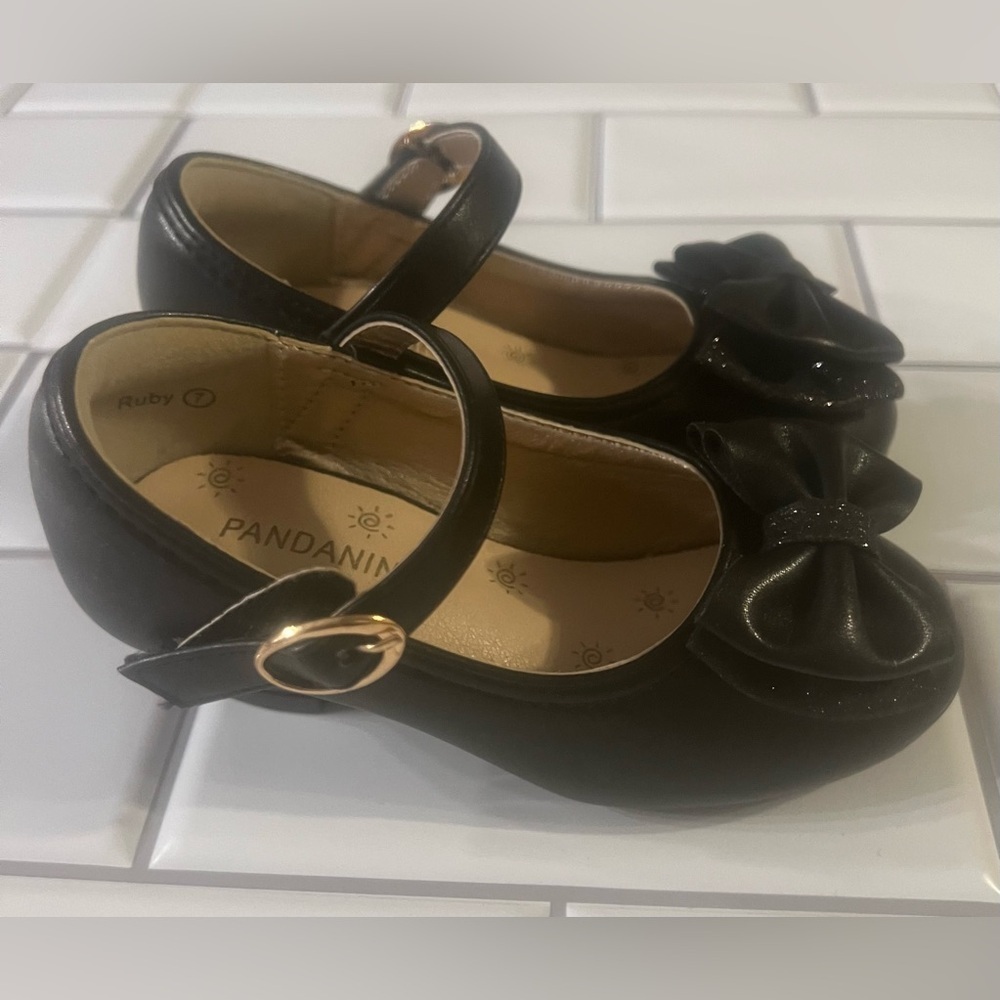 Panda ninja Black Kids Shoes with Bow - Picture 5 of 7